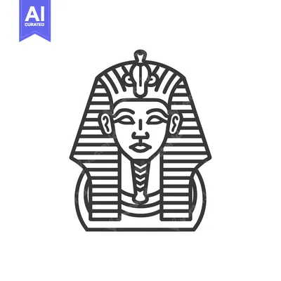 Aset desain premium: Line art illustration of an Egyptian pharaoh's head