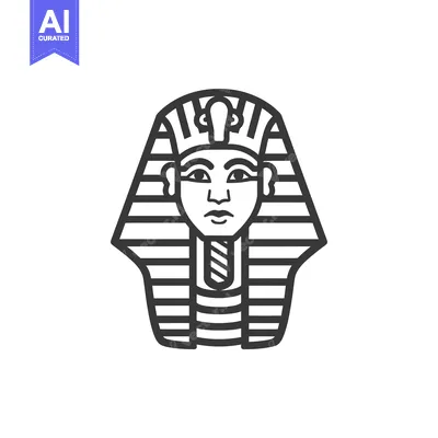 Aset desain premium: Line Art Illustration of an Egyptian Pharaoh's Head