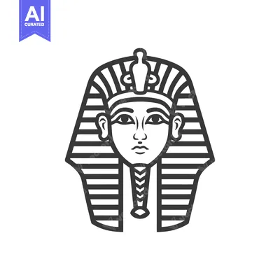 Premium design asset: Line Art Illustration of an Egyptian Pharaoh's Mask