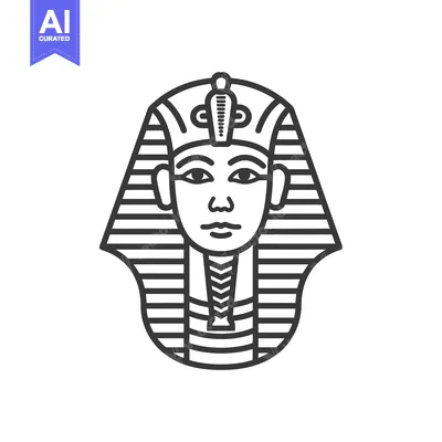 Line Art Illustration of an Egyptian Pharaoh's Mask