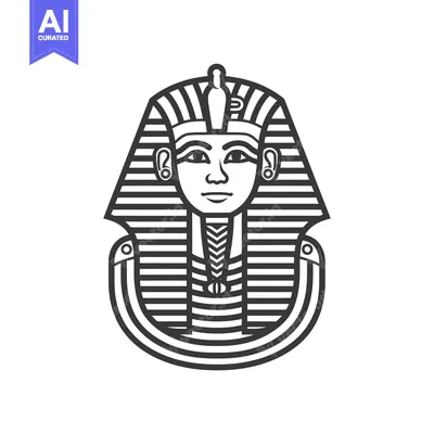 Aset desain premium: Line Art Illustration of an Egyptian Pharaoh's Mask