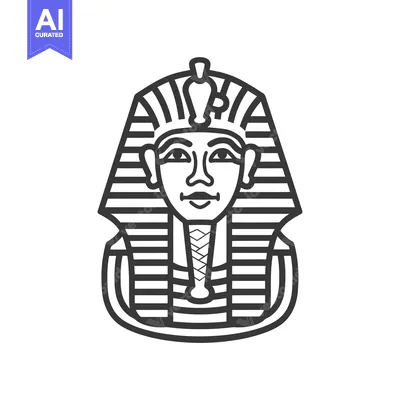 Aset desain premium: Line Art Illustration of an Egyptian Pharaoh's Mask