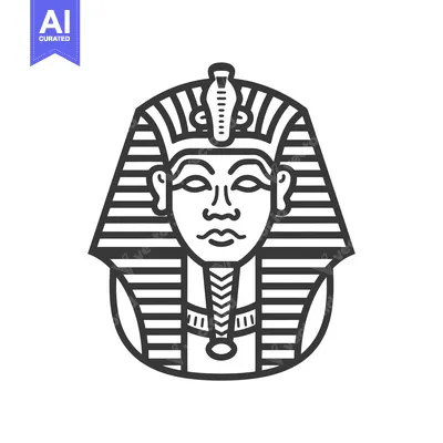 Aset desain premium: Line Art Illustration of an Egyptian Pharaoh's Mask