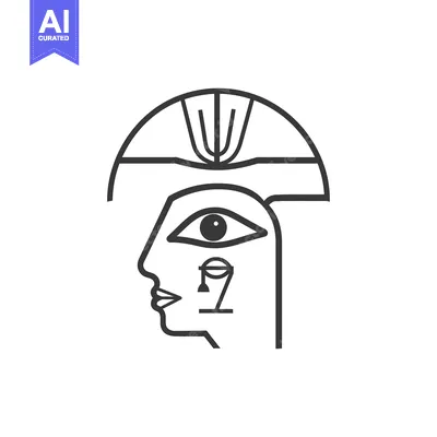 Aset desain premium: Line Art Illustration of an Egyptian Pharaoh's Profile
