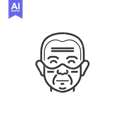 Download Line Art Illustration of an Elderly Man's Face Vector Graphic
