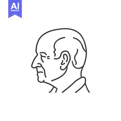 Popular premium asset: Line art illustration of an elderly man's profile