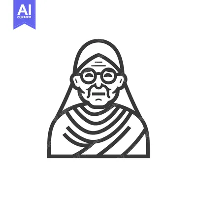Aset premium populer: Line Art Illustration of an Elderly Woman in a Headscarf and Glasses