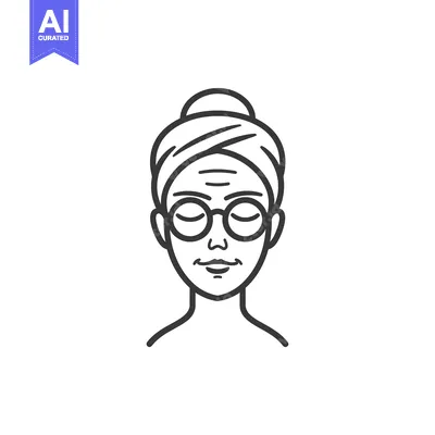 Aset premium populer: Line Art Illustration of an Elderly Woman Wearing Glasses