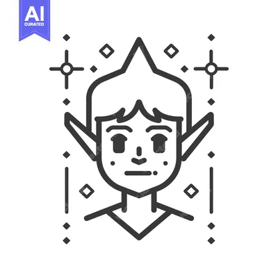 Aset premium populer: Line Art Illustration of an Elf with Pointed Ears