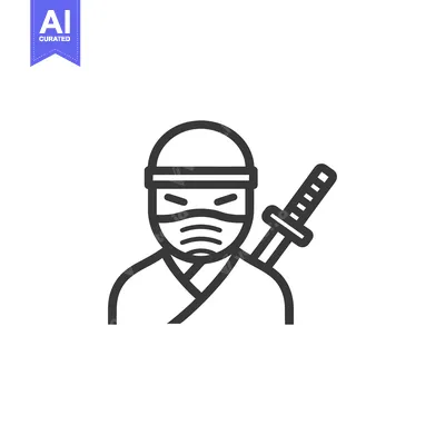 Popular premium asset: Line Art Illustration of a Ninja Wearing a Mask and Holding a Sword