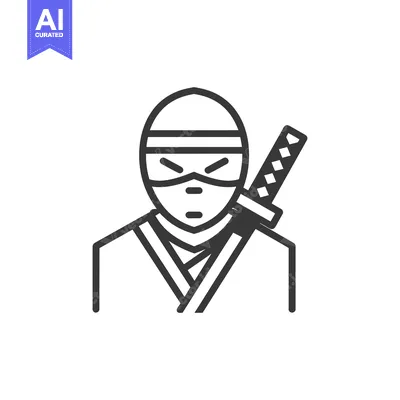 Line art illustration of a ninja with a katana