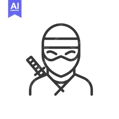 Aset premium populer: Line art illustration of a ninja with a sword