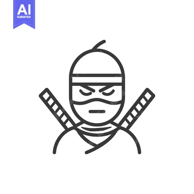 Aset premium populer: Line Art Illustration of a Ninja with Crossed Swords
