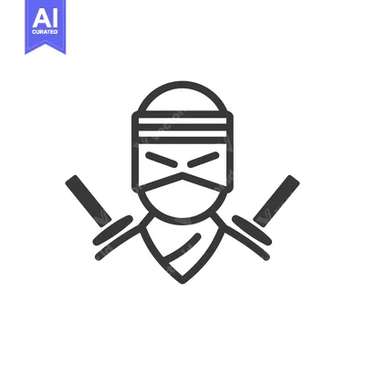 Aset premium populer: Line art illustration of a ninja with crossed swords