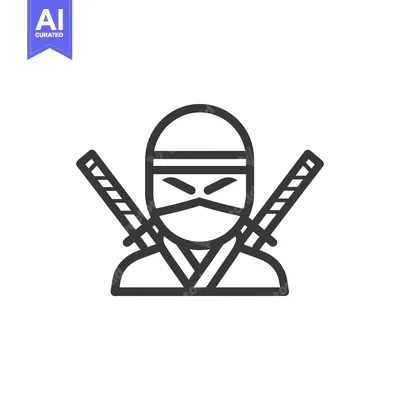 Aset premium populer: Line art illustration of a ninja with swords