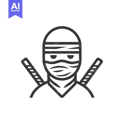 Premium design asset: Line Art Illustration of a Ninja with Swords