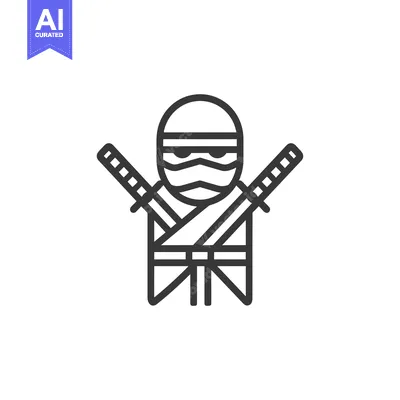 Aset premium populer: Line Art Illustration of a Ninja with Swords