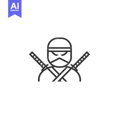 Popular premium asset: Line Art Illustration of a Ninja with Two Swords Crossed Behind Their