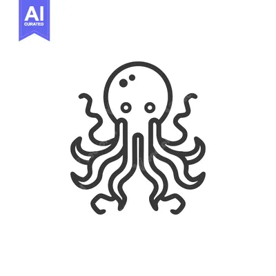 Aset desain premium: Line Art Illustration of an Octopus
