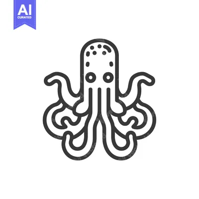 Aset desain premium: Line Art Illustration of an Octopus with Eight Tentacles