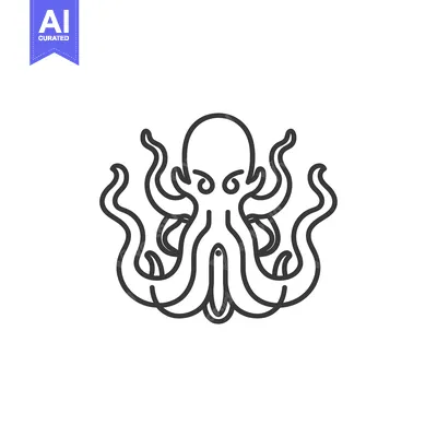 Aset premium populer: Line art illustration of an octopus with eight tentacles