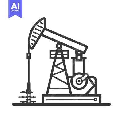 Aset desain premium: Line Art Illustration of an Oil Derrick
