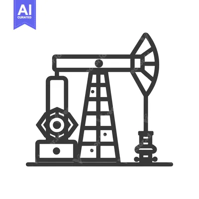 Line Art Illustration of an Oil Pump Jack