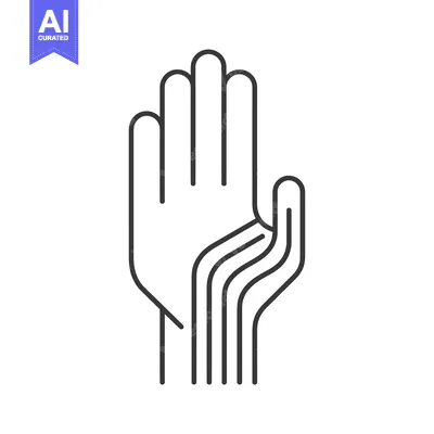 Aset desain premium: Line Art Illustration of an Open Hand with Three Fingers