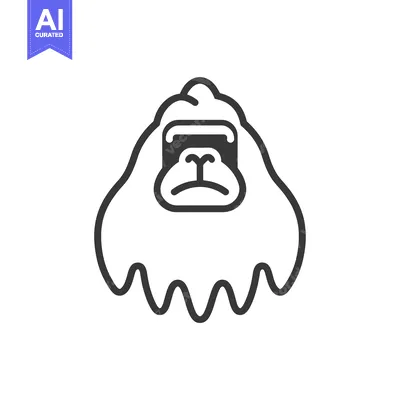 Aset desain premium: Line art illustration of an orangutan's face