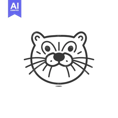 Aset desain premium: Line Art Illustration of an Otter's Face