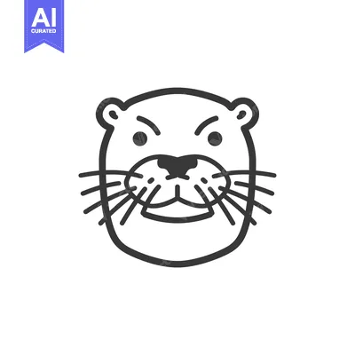 Aset desain premium: Line Art Illustration of an Otter's Face