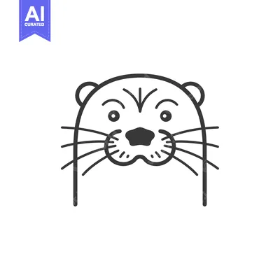 Aset desain premium: Line art illustration of an otter's face
