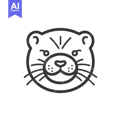 Aset premium populer: Line Art Illustration of an Otter's Face
