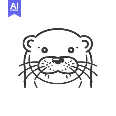Aset premium populer: Line Art Illustration of an Otter's Head