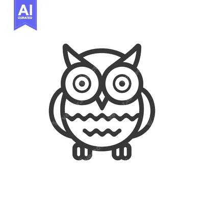 Popular premium asset: Line art illustration of an owl with large eyes