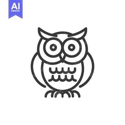 Aset premium populer: Line Art Illustration of an Owl with Large Eyes