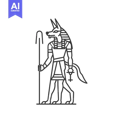 Line Art Illustration of Anubis, Egyptian God of the Dead