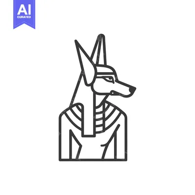 Premium design asset: Line Art Illustration of Anubis, the Egyptian God of the Dead