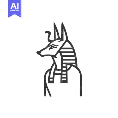 Aset desain premium: Line Art Illustration of Anubis, the Egyptian God of the Dead