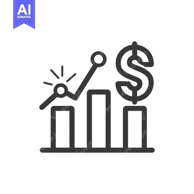 Aset premium populer: Line Art Illustration of an Upward Trending Bar Graph with a Dollar Si