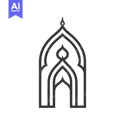 Aset premium populer: Line Art Illustration of a Ornate Architectural Arch