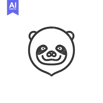 Premium design asset: Line art illustration of a panda face