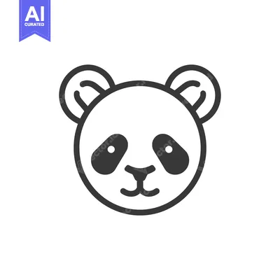 Premium design asset: Line art illustration of a panda's face