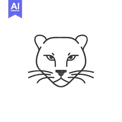 Aset desain premium: Line Art Illustration of a Panther's Face