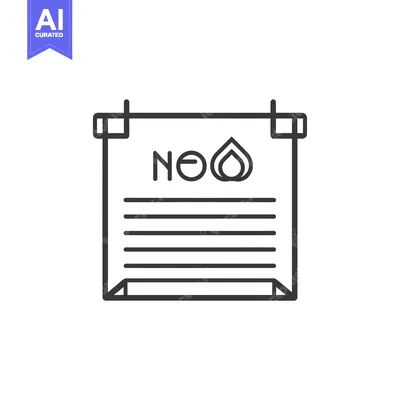 Aset desain premium: Line Art Illustration of a Paper with "NO" and a Water Drop Symbol