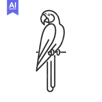 Aset desain premium: Line art illustration of a parrot with a curved beak