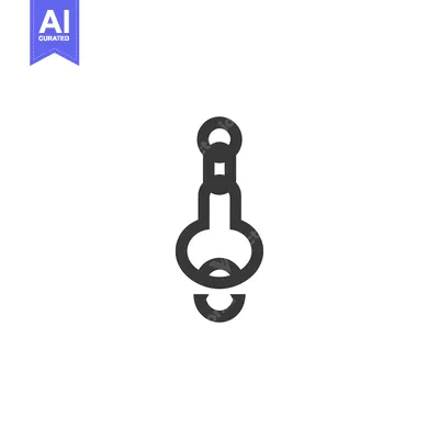 Line art illustration of a pendant with a circle, semi-circle and two
