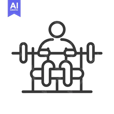 Aset desain premium: Line Art Illustration of a Person Bench Pressing Weights
