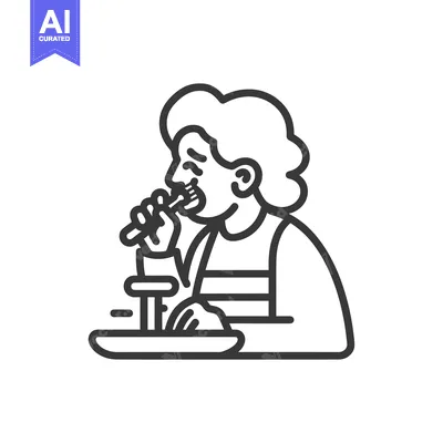 Aset premium populer: Line Art Illustration of a Person Brushing Their Teeth
