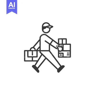 Aset premium populer: Line Art Illustration of a Person Carrying Packages